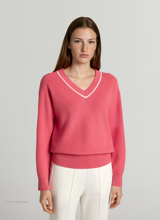 Pullover V-Ausschnitt 1/1 Arm Desert Rose Frontansicht