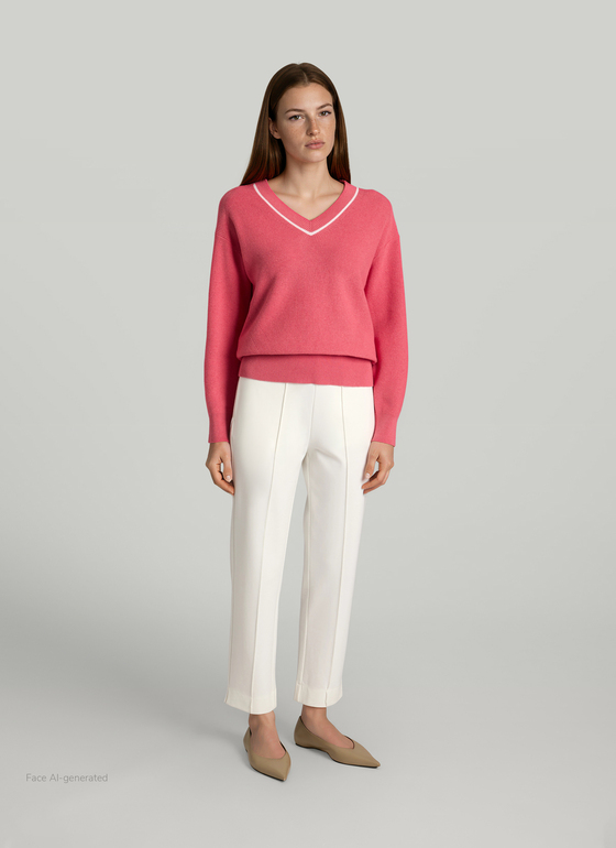 Pullover V-Ausschnitt 1/1 Arm Desert Rose Frontansicht