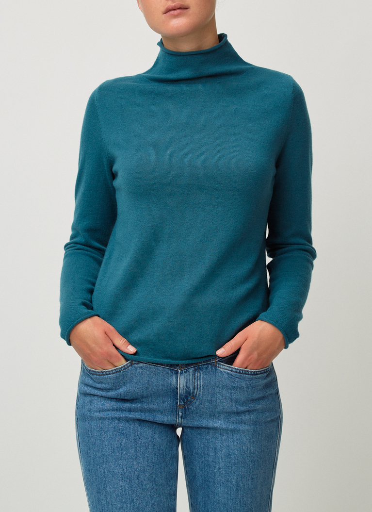 Pullover Stehkragen 1/1 Arm, Sea Green Frontansicht