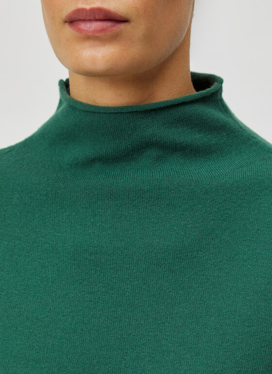 Pullover Stehkragen 1/1 Arm Bottle Green Frontansicht