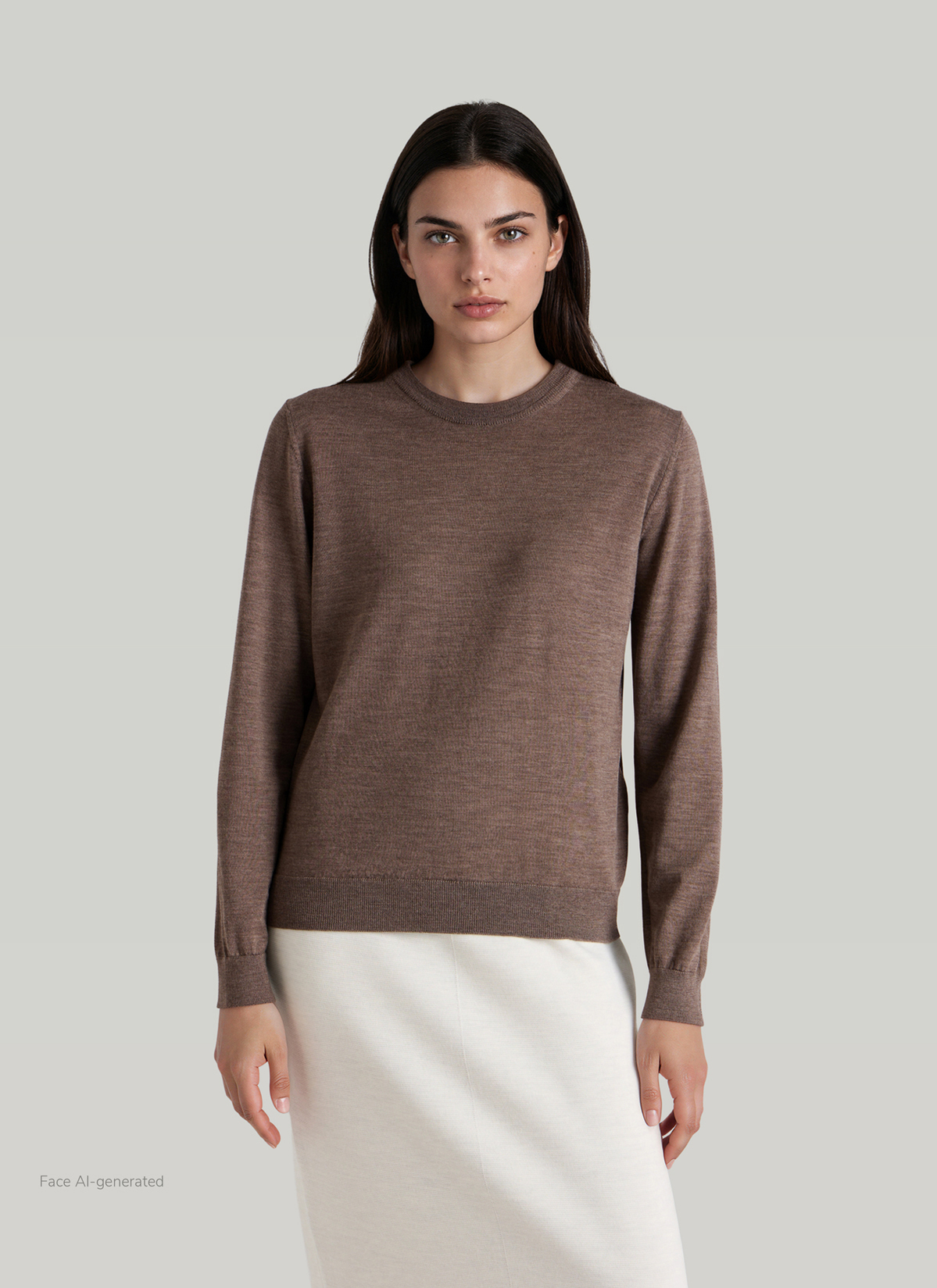 Pullover Rundhals 1/1 Arm, Brownie Frontansicht