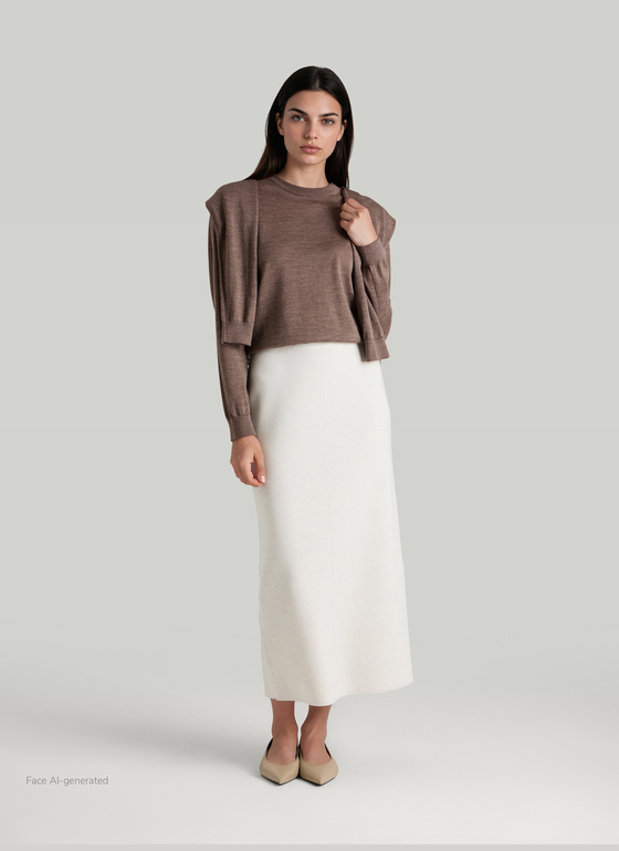 Pullover Rundhals 1/1 Arm Brownie Frontansicht