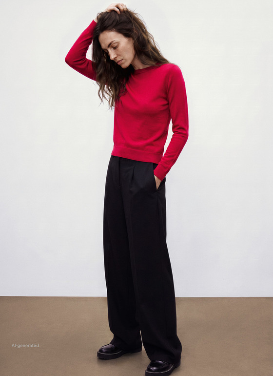 Pullover Rundhals 1/1 Arm Peony Red Frontansicht