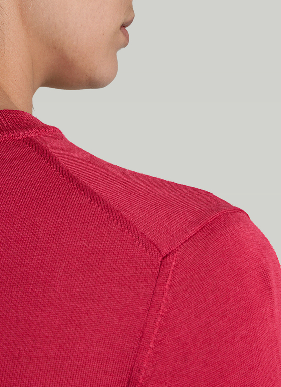 Pullover Rundhals 1/1 Arm Peony Red Frontansicht