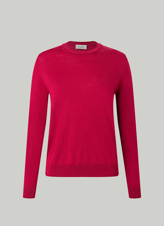 Pullover Rundhals 1/1 Arm Peony Red Frontansicht