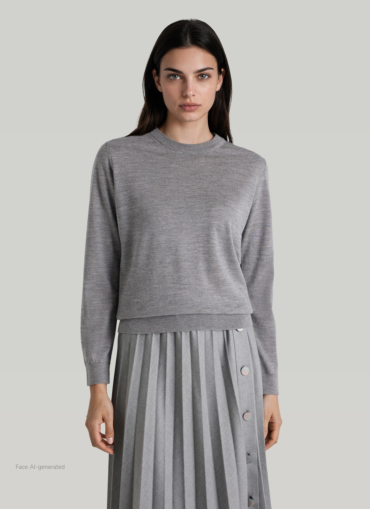 Pullover Rundhals 1/1 Arm, Shark Skin Frontansicht