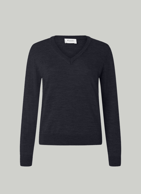 Pullover V-Ausschnitt 1/1 Arm Navy Frontansicht