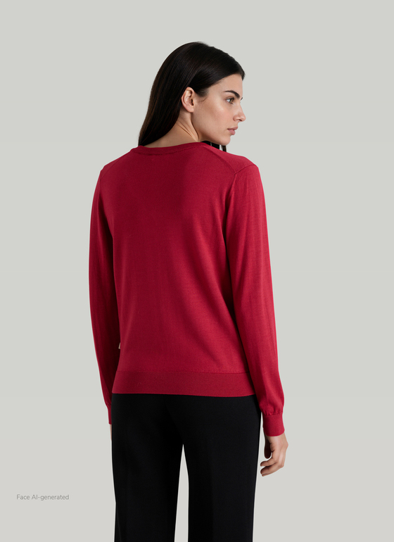 Pullover V-Ausschnitt 1/1 Arm Peony Red Frontansicht