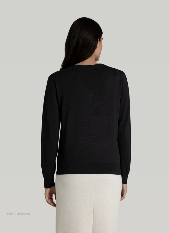 Pullover V-Ausschnitt 1/1 Arm Black Frontansicht