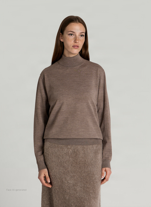 Pullover Rundhals 1/1 Arm, Brownie Frontansicht