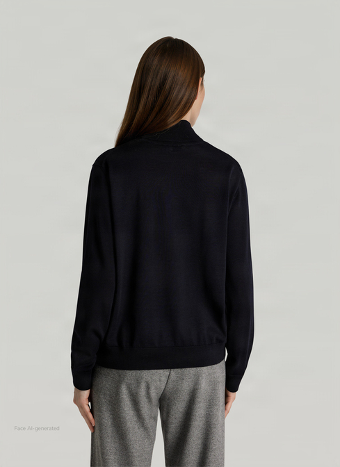 Pullover Rundhals 1/1 Arm, Navy Rückansicht