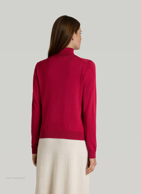 Pullover Rundhals 1/1 Arm Peony Red Frontansicht
