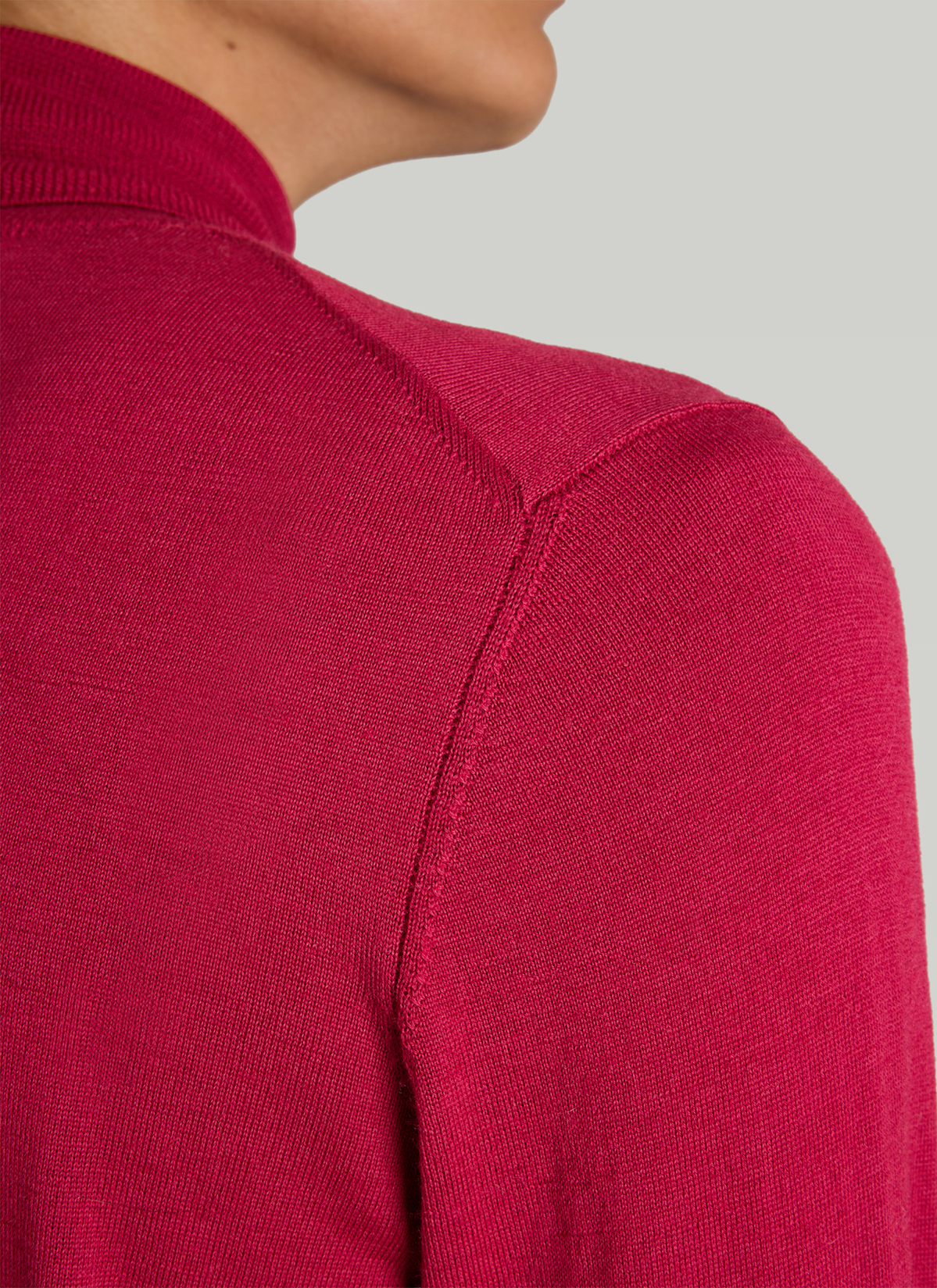 Pullover Rundhals 1/1 Arm, Peony Red Detailansicht 1