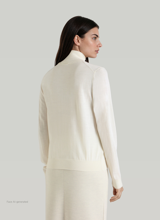 Pullover Rundhals 1/1 Arm New White Frontansicht