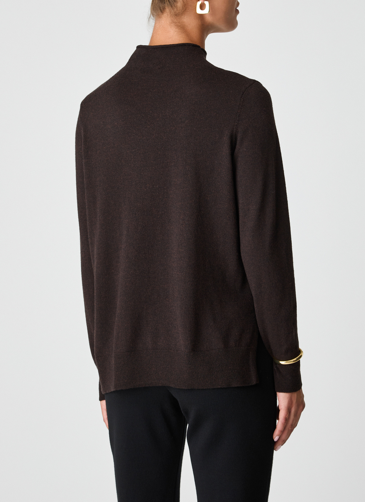 Pullover Stehkragen 1/1 Arm, Dark Espresso Rückansicht