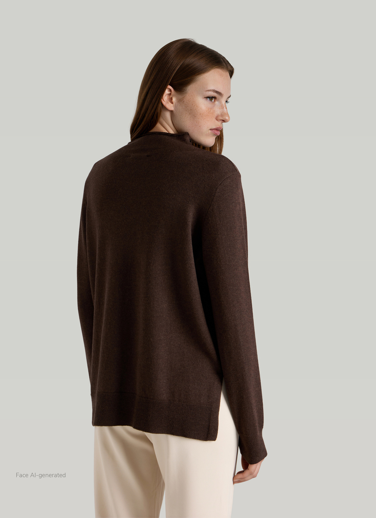 Pullover Stehkragen 1/1 Arm, Dark Coffee Rückansicht