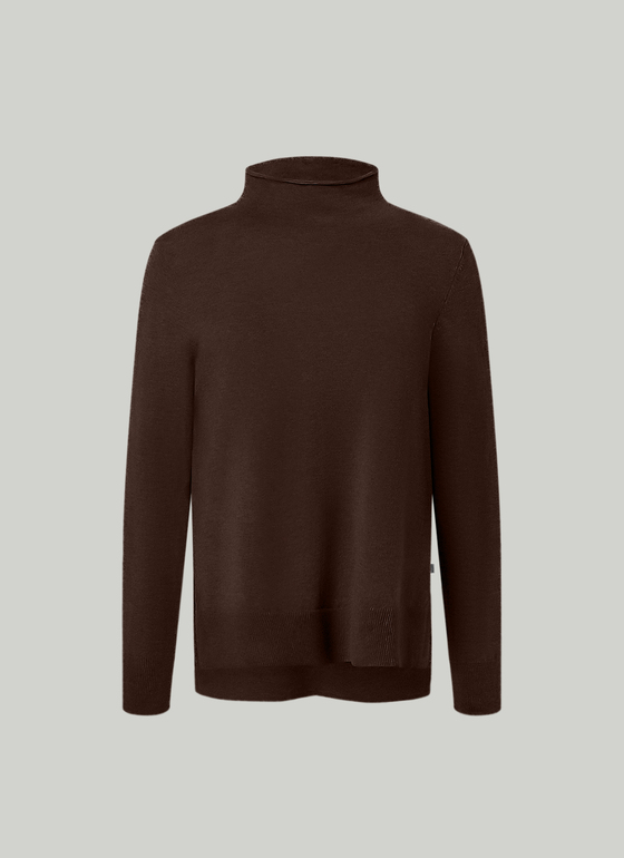 Pullover Stehkragen 1/1 Arm Dark Coffee Frontansicht
