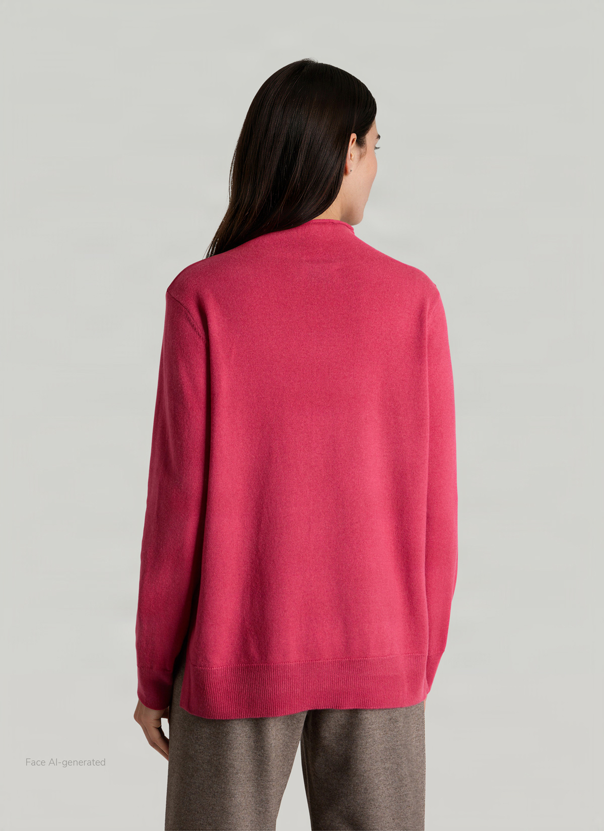 Pullover Stehkragen 1/1 Arm, Peony Red Rückansicht