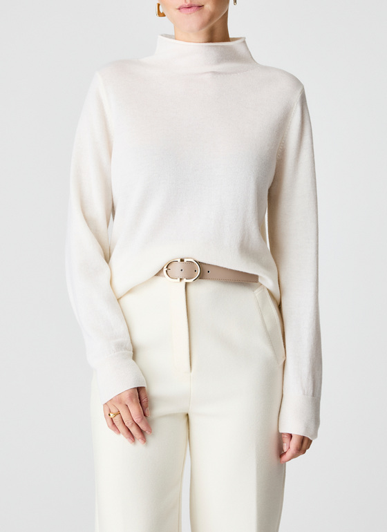 Pullover Stehkragen 1/1 Arm New White Frontansicht