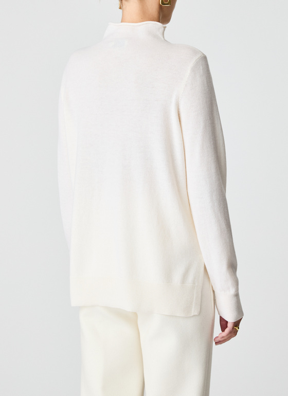 Pullover Stehkragen 1/1 Arm New White Frontansicht