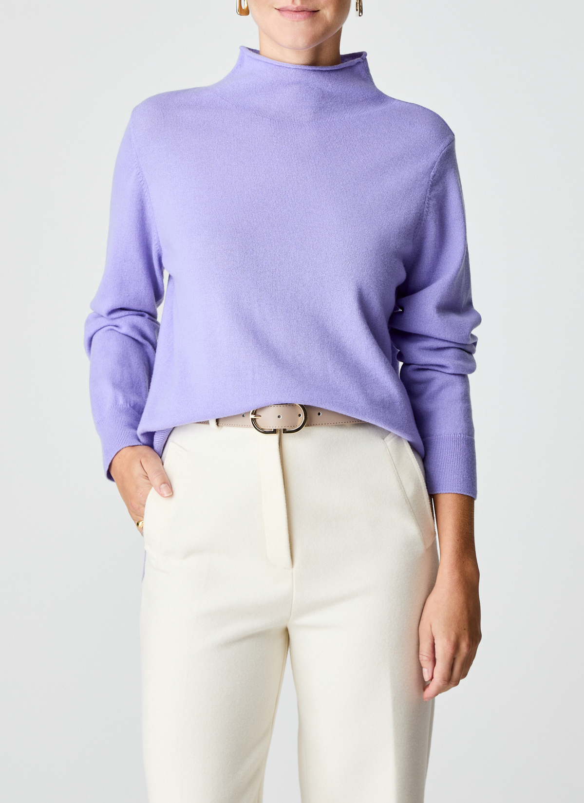 Pullover Stehkragen 1/1 Arm, Frosted Lavender Frontansicht