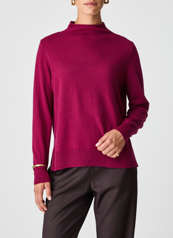 Pullover Stehkragen 1/1 Arm Bordeaux Frontansicht