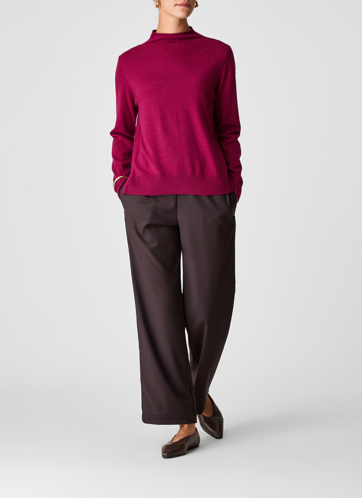 Pullover Stehkragen 1/1 Arm, Bordeaux Detailansicht 2