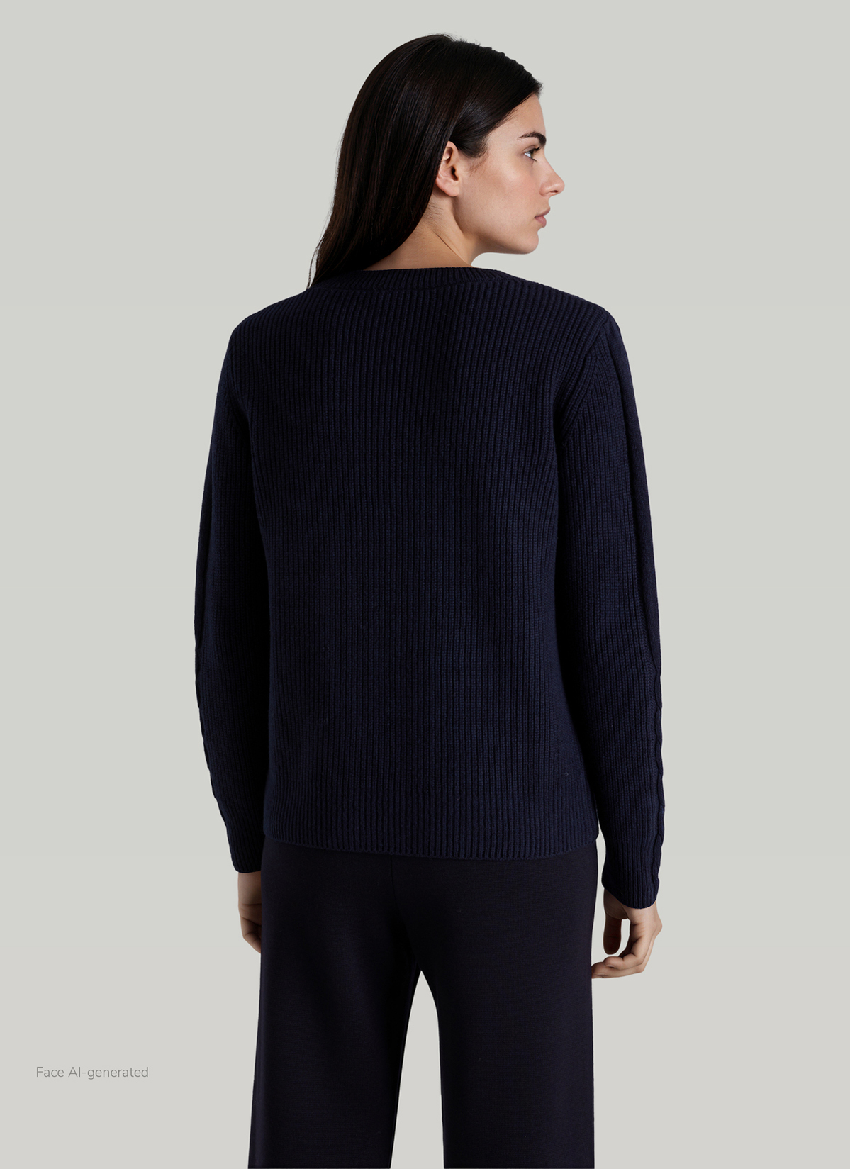 Pullover Rundhals 1/1 Arm, Navy Rückansicht