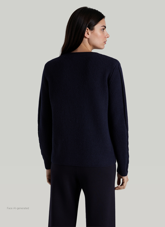 Pullover Rundhals 1/1 Arm Navy Frontansicht