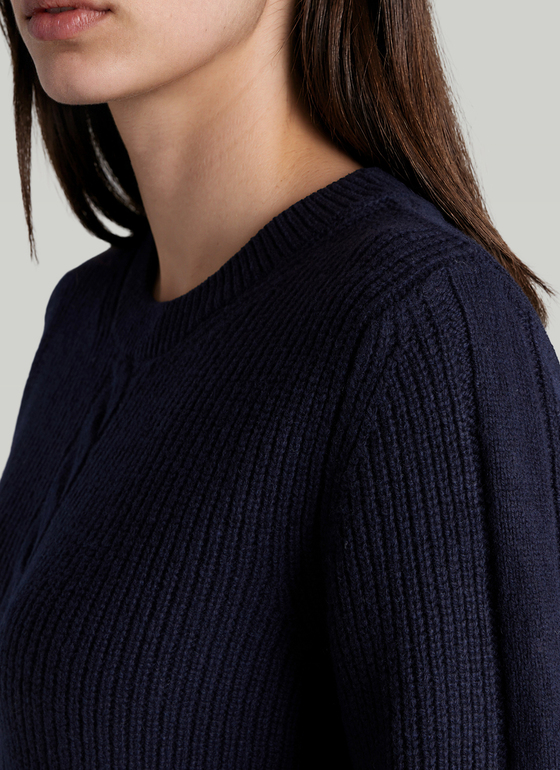 Pullover Rundhals 1/1 Arm Navy Frontansicht