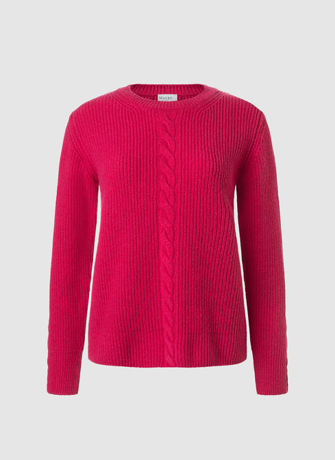 Pullover Rundhals 1/1 Arm, Peony Red Frontansicht