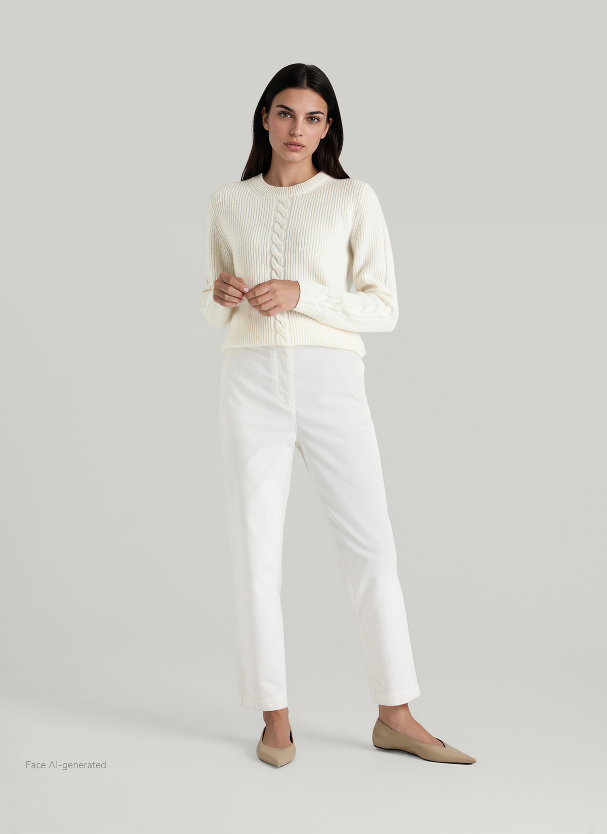 Pullover Rundhals 1/1 Arm, New White Detailansicht 2
