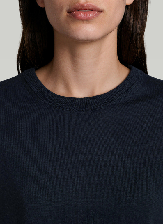 Pullover Rundhals 1/1 Arm Navy Frontansicht