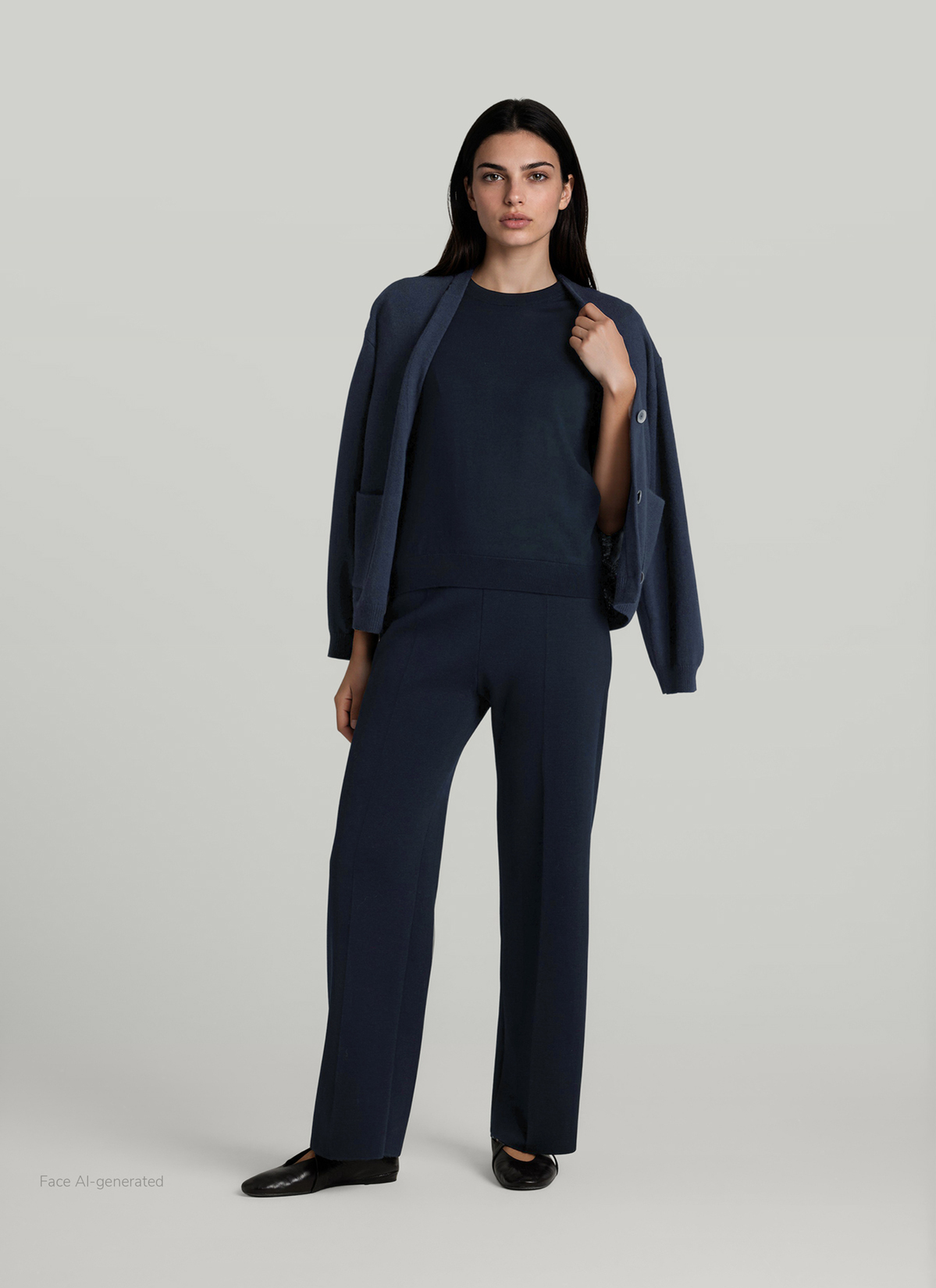Pullover Rundhals 1/1 Arm, Navy Detailansicht 2