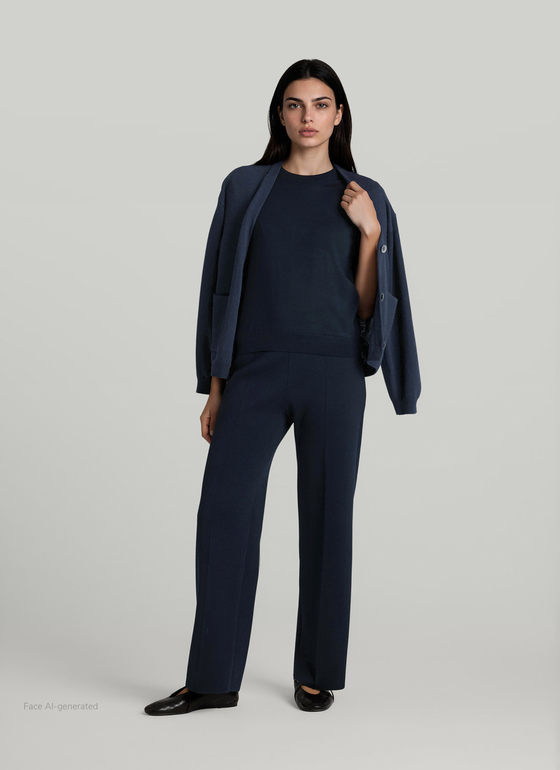 Pullover Rundhals 1/1 Arm Navy Frontansicht