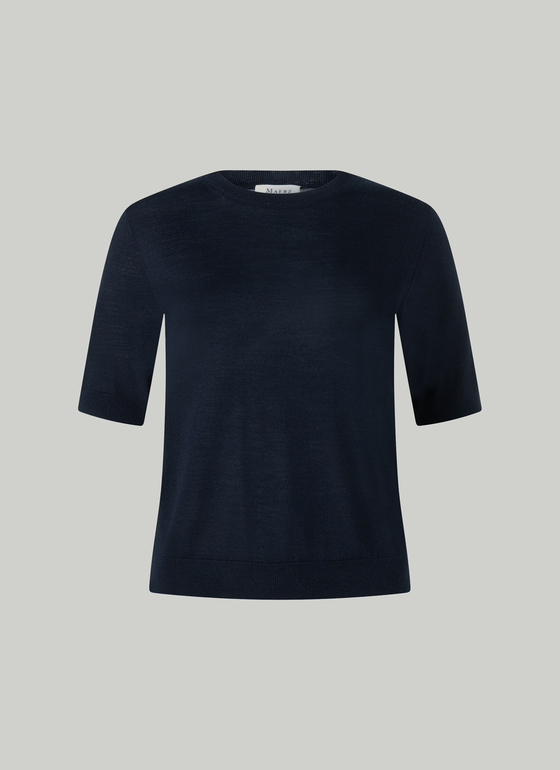 Pullover Rundhals 1/1 Arm Navy Frontansicht