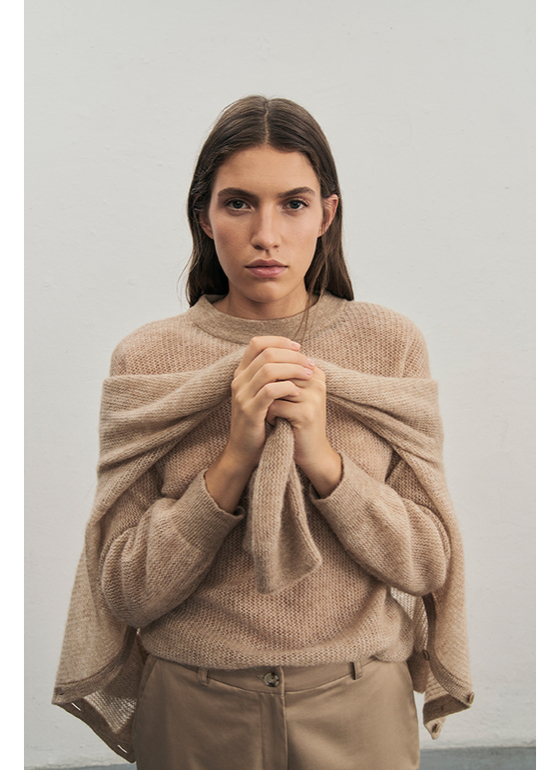 Pullover Rundhals 1/1 Arm Sesame Frontansicht
