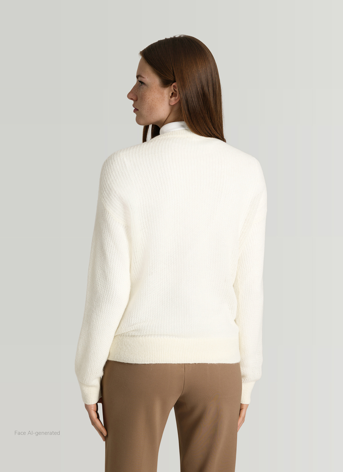 Pullover Rundhals 1/1 Arm, New White Rückansicht