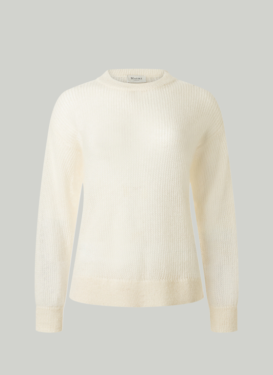 Pullover Rundhals 1/1 Arm New White Frontansicht