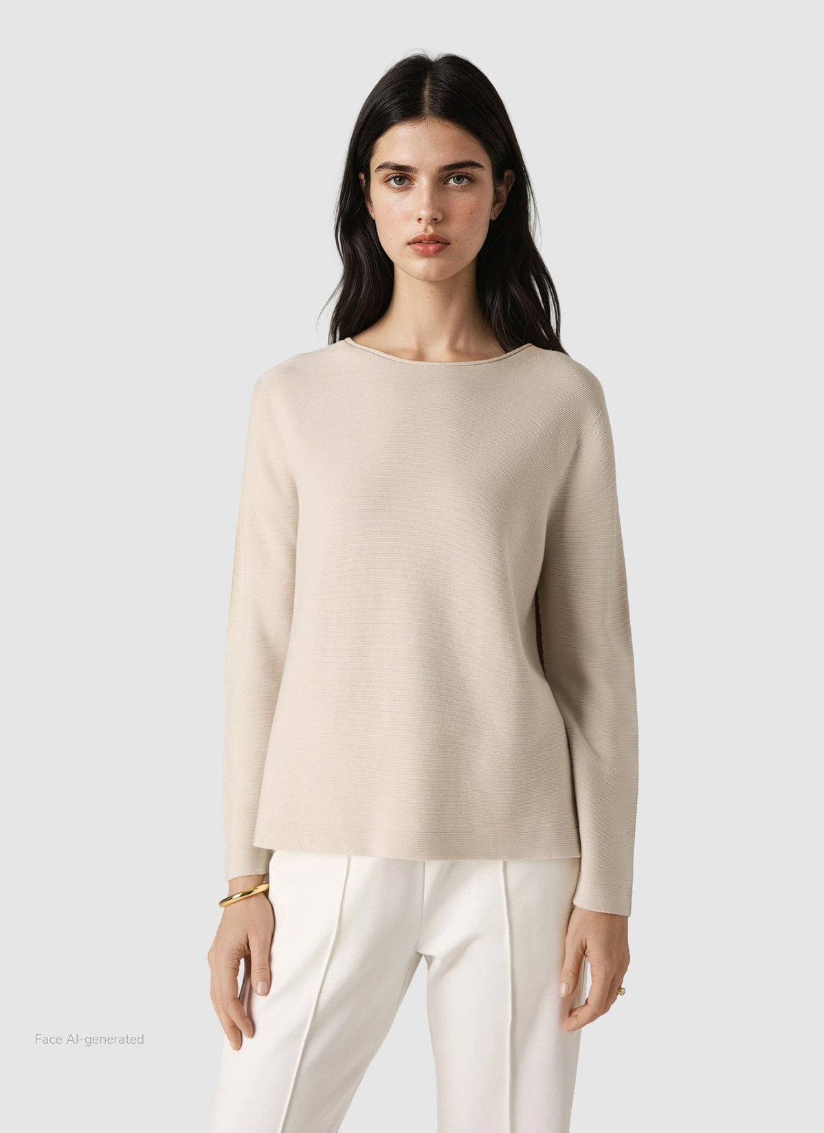 Pullover Rundhals 1/1 Arm, French Oak Frontansicht