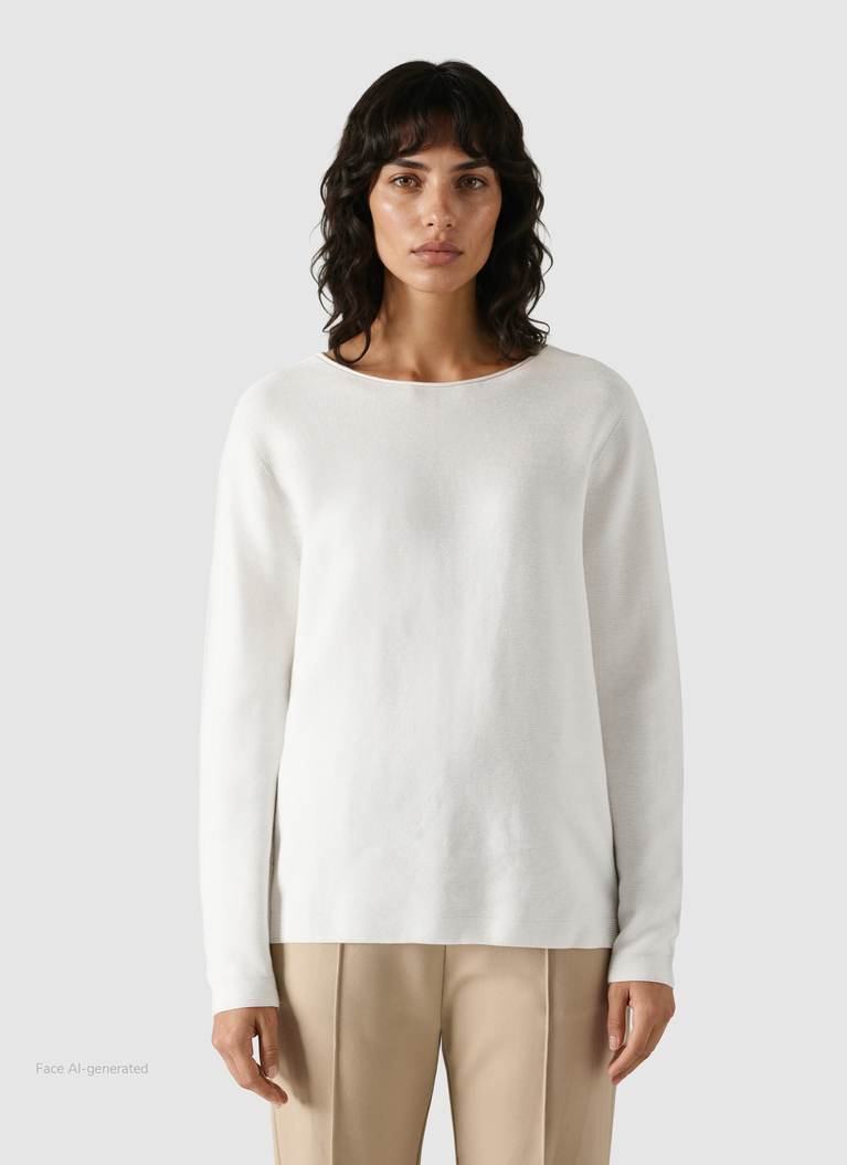 RundhalspulloverNew White Frontansicht