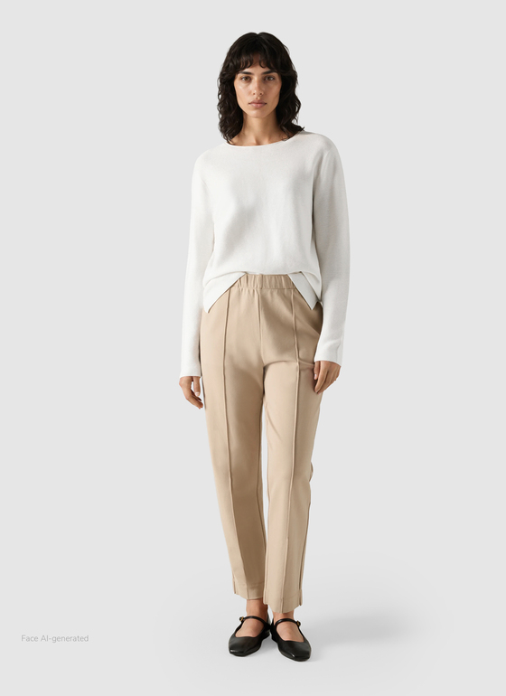 Pullover Rundhals 1/1 Arm New White Frontansicht