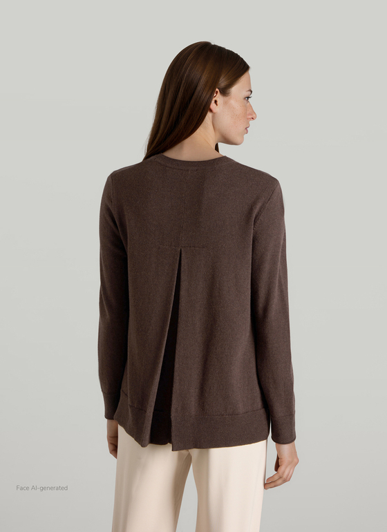 Pullover Rundhals 1/1 Arm Dark Coffee Frontansicht