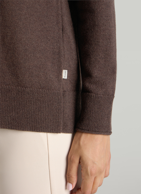 Pullover Rundhals 1/1 Arm Dark Coffee Frontansicht