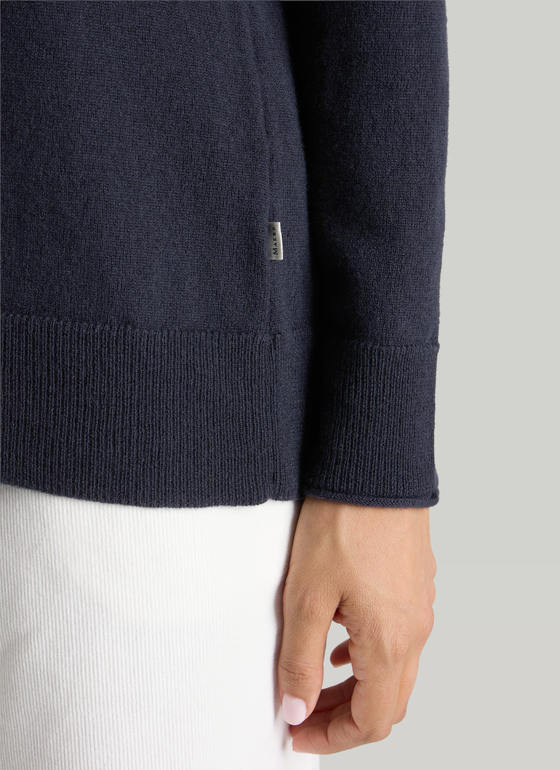 Pullover Rundhals 1/1 Arm Navy Frontansicht