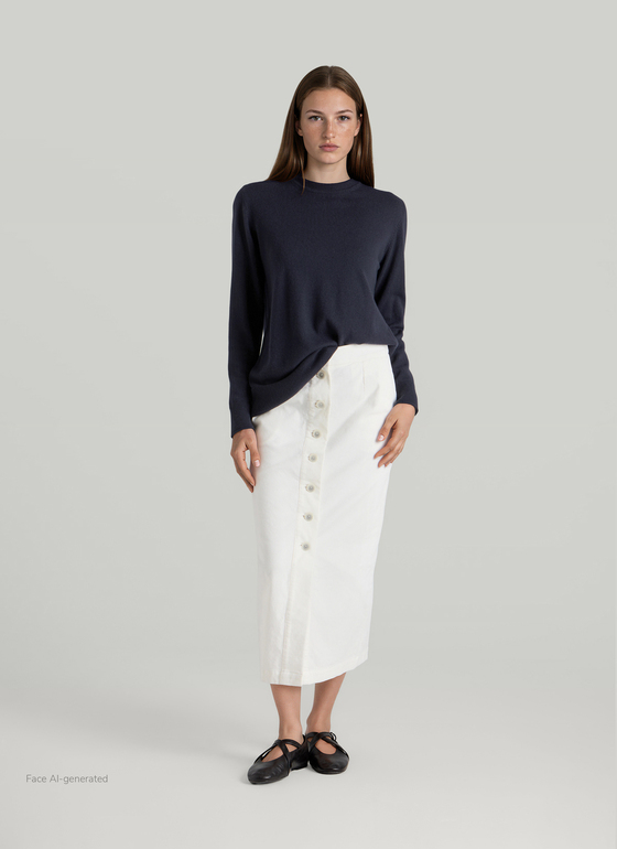Pullover Rundhals 1/1 Arm Navy Frontansicht
