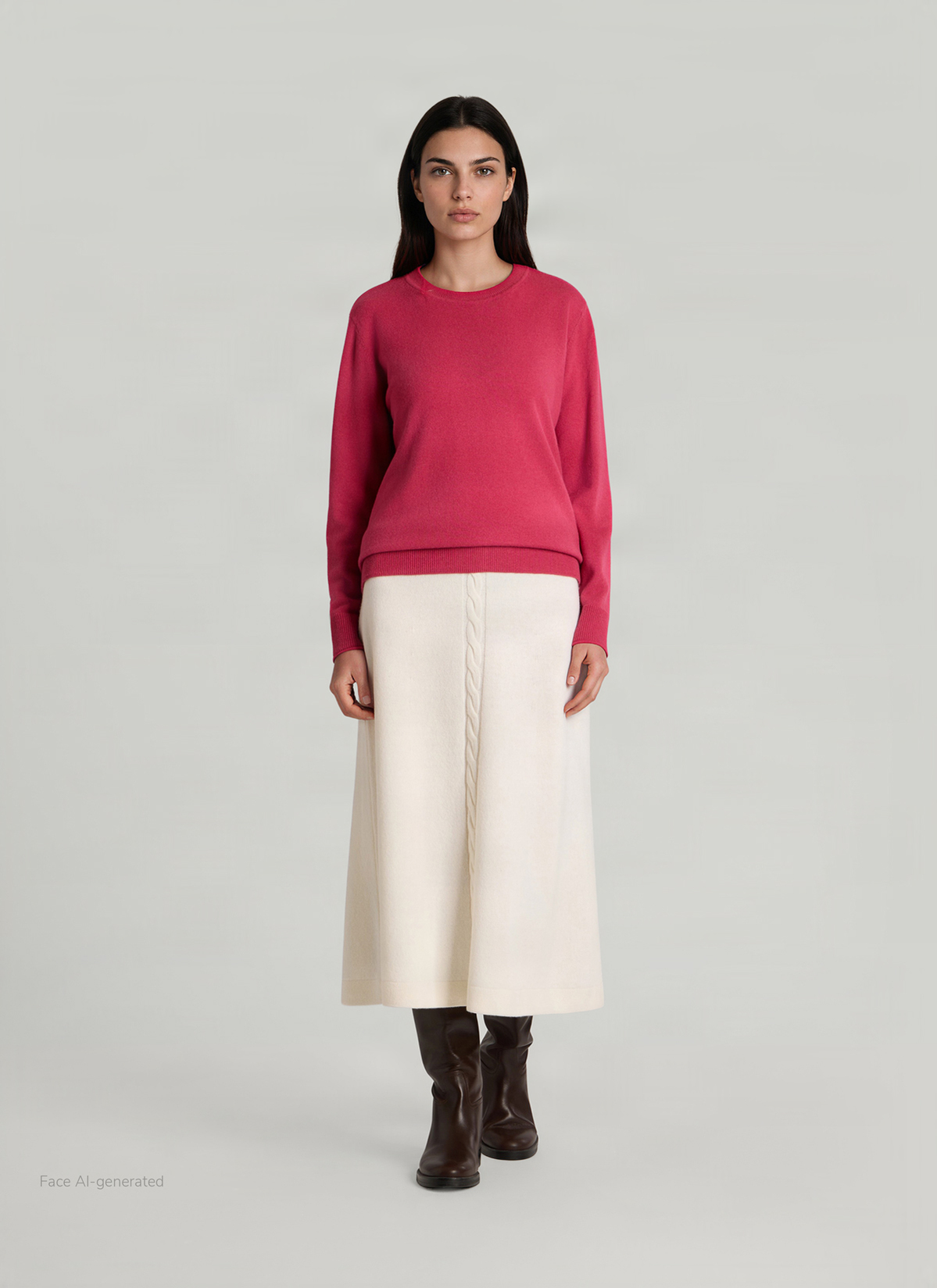 Pullover Rundhals 1/1 Arm, Peony Red Detailansicht 2