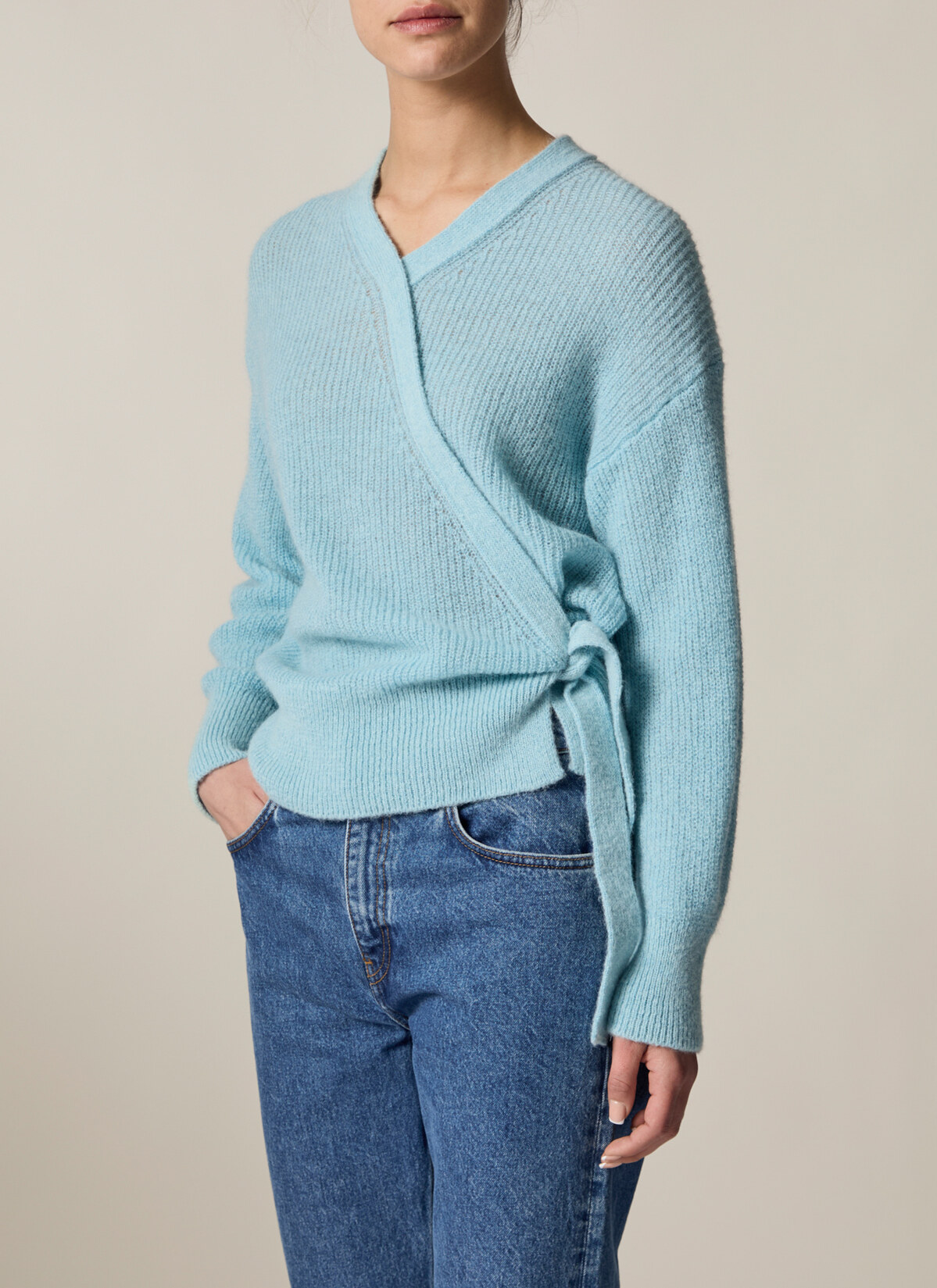 Pullover V-Ausschnitt 1/1 Arm, Sea Foam Frontansicht