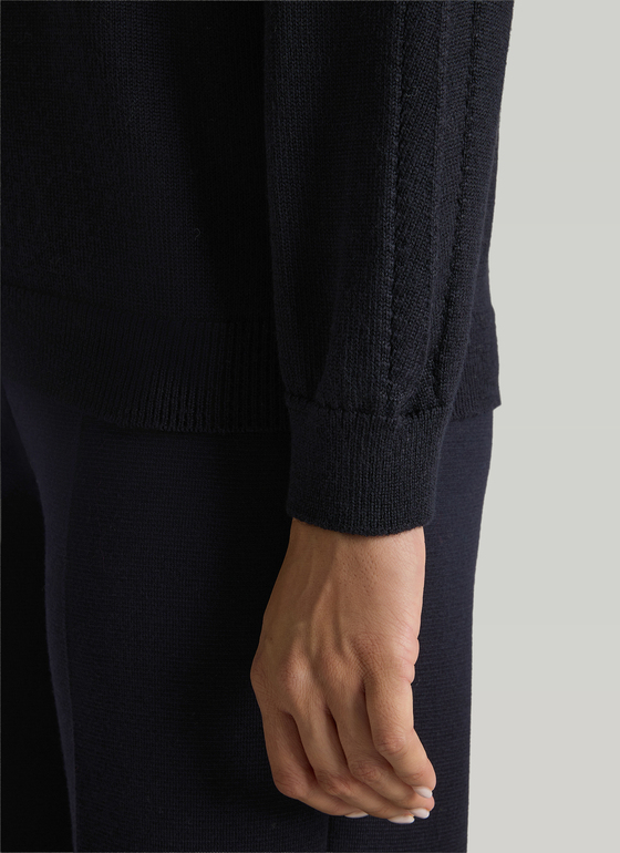 Pullover Rundhals 1/1 Arm Navy Frontansicht