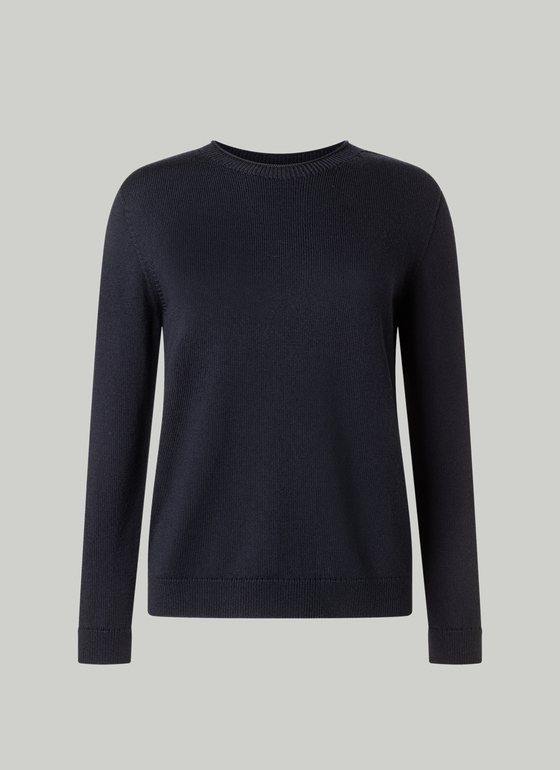 Pullover Rundhals 1/1 Arm Navy Frontansicht